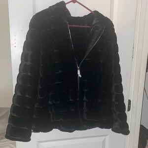 Elegant Black Faux Fur Teddy Jacket